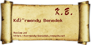 Körmendy Benedek névjegykártya