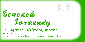 benedek kormendy business card